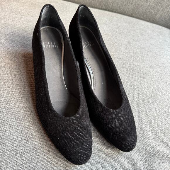 Stuart Weitzman Textured Kenna Black Leather Pump Classic Mature Women's 8.5 - Picture 8 of 12